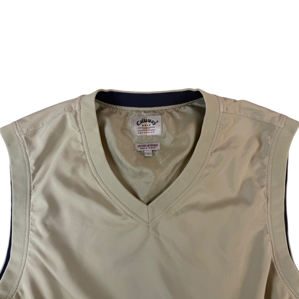 Vintage Callaway Golf‎ V-Neck Wind Vest Mens Large Tan Pullover Lightweight